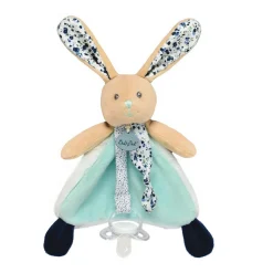 Doudou attache sucette lapin poupi marine