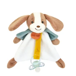 Doudou attache-sucette lucien le chien