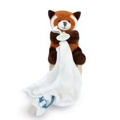 Doudou attache sucette panda roux unicef