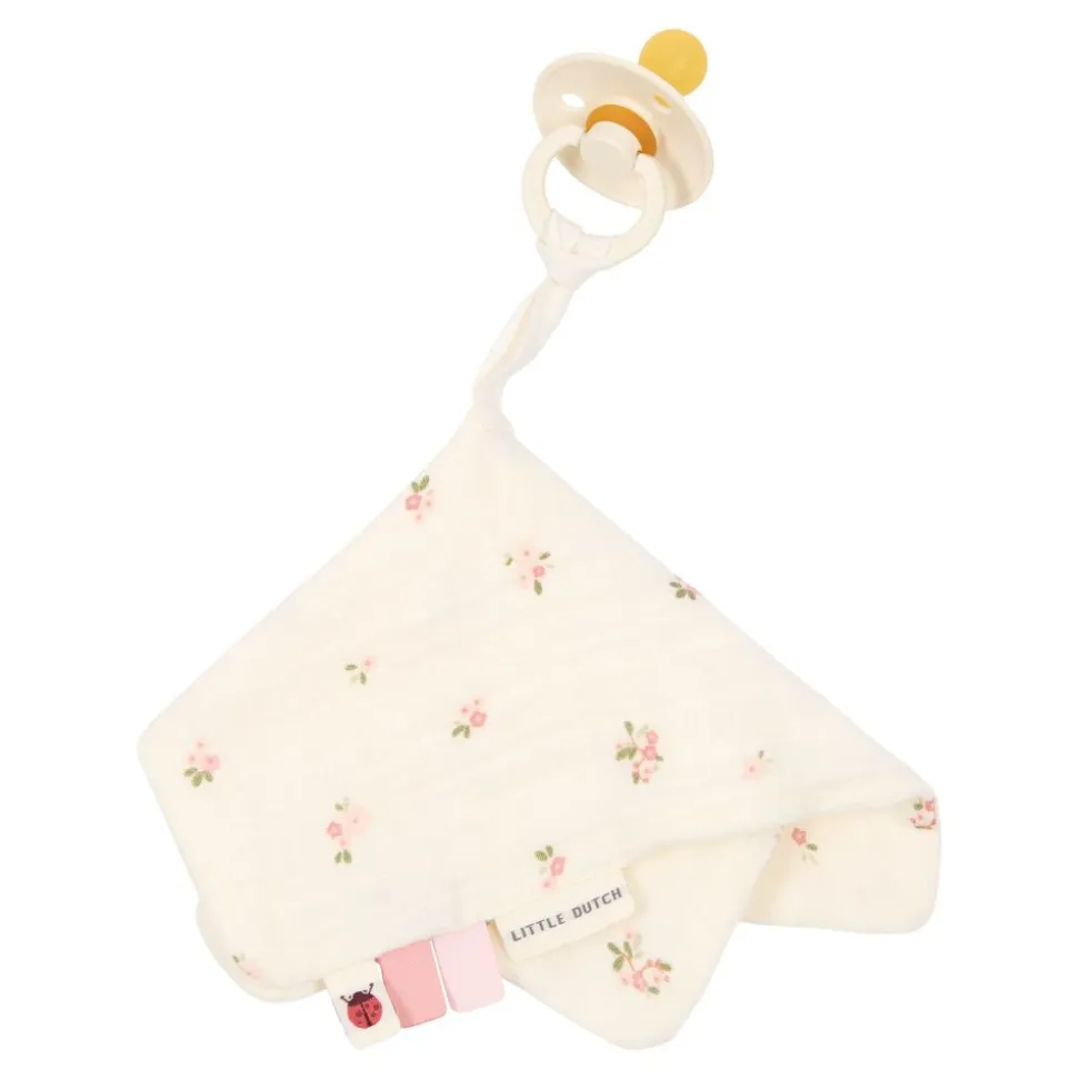 Doudou attache-tétine en gaze de coton - fairy blossom