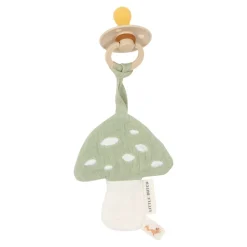Doudou attache-tétine en gaze de coton - champignon