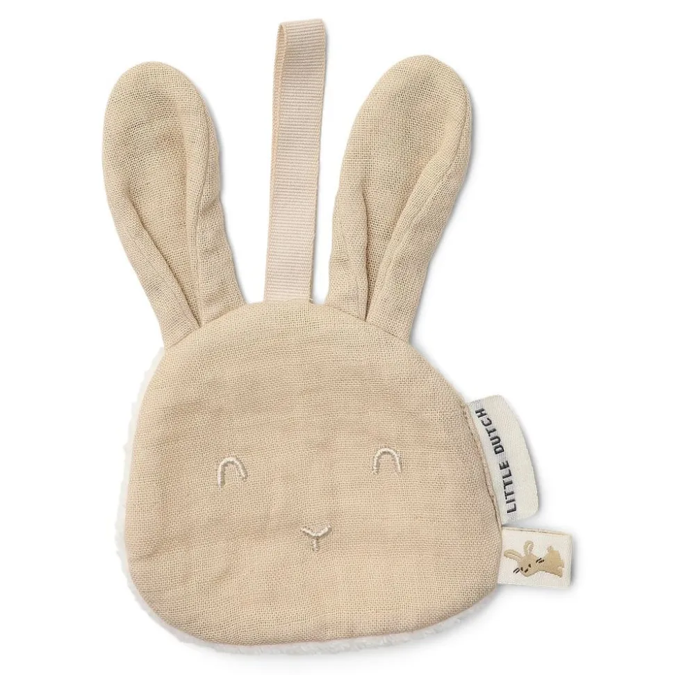 Doudou attache-tétine en gaze de coton - lapin