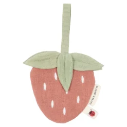 Doudou attache-tétine en gaze de coton - fraise
