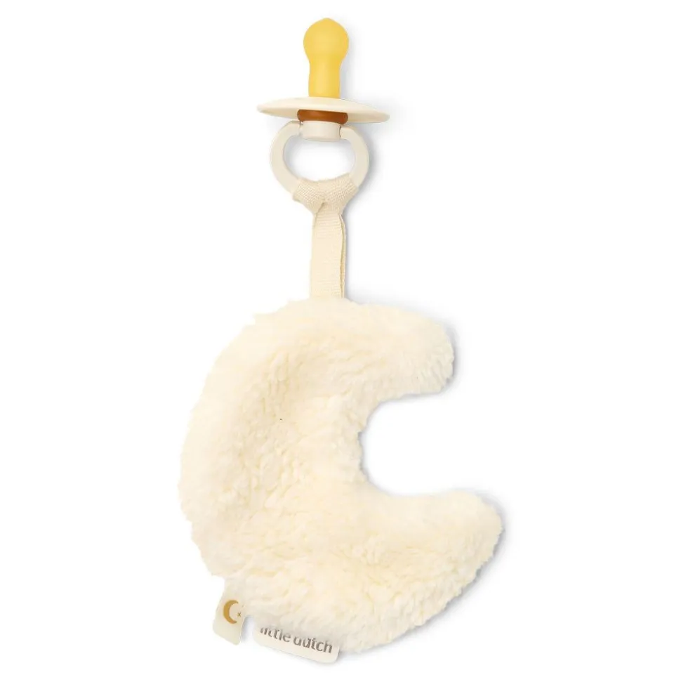 Doudou attache-tétine lune - pure soft white