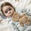 Doudou attache tétine ours teddy bouclette caramel