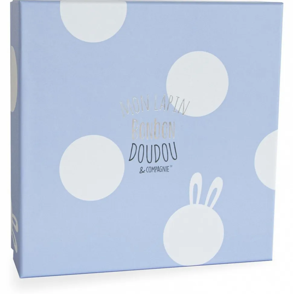 Doudou bleu lapin bonbon