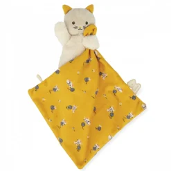 Doudou carré douceur plat chat jaune