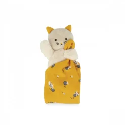 Doudou carré douceur plat chat jaune