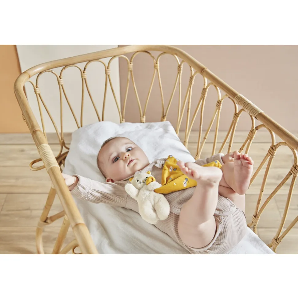 Doudou carré douceur plat chat jaune