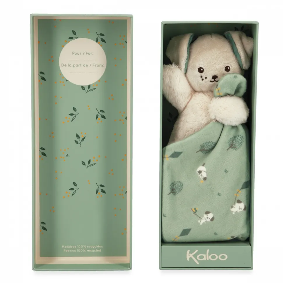 Doudou carré douceur plat chien vert