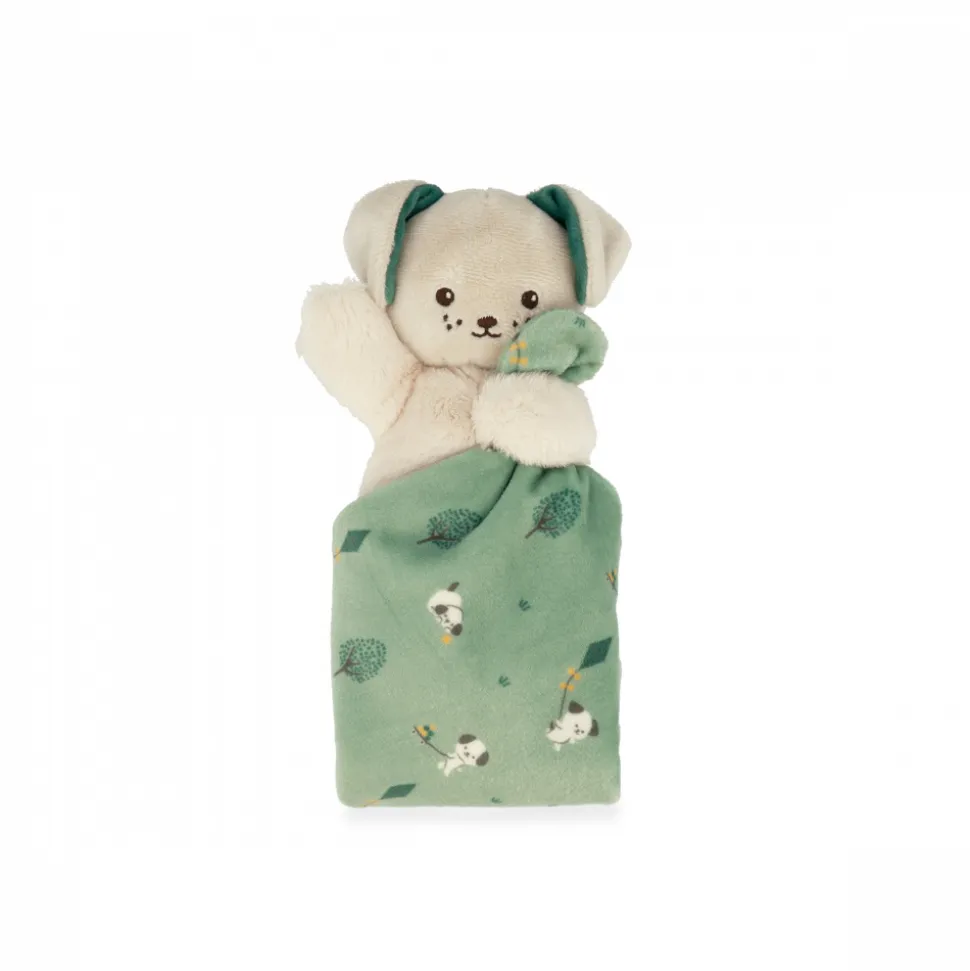 Doudou carré douceur plat chien vert