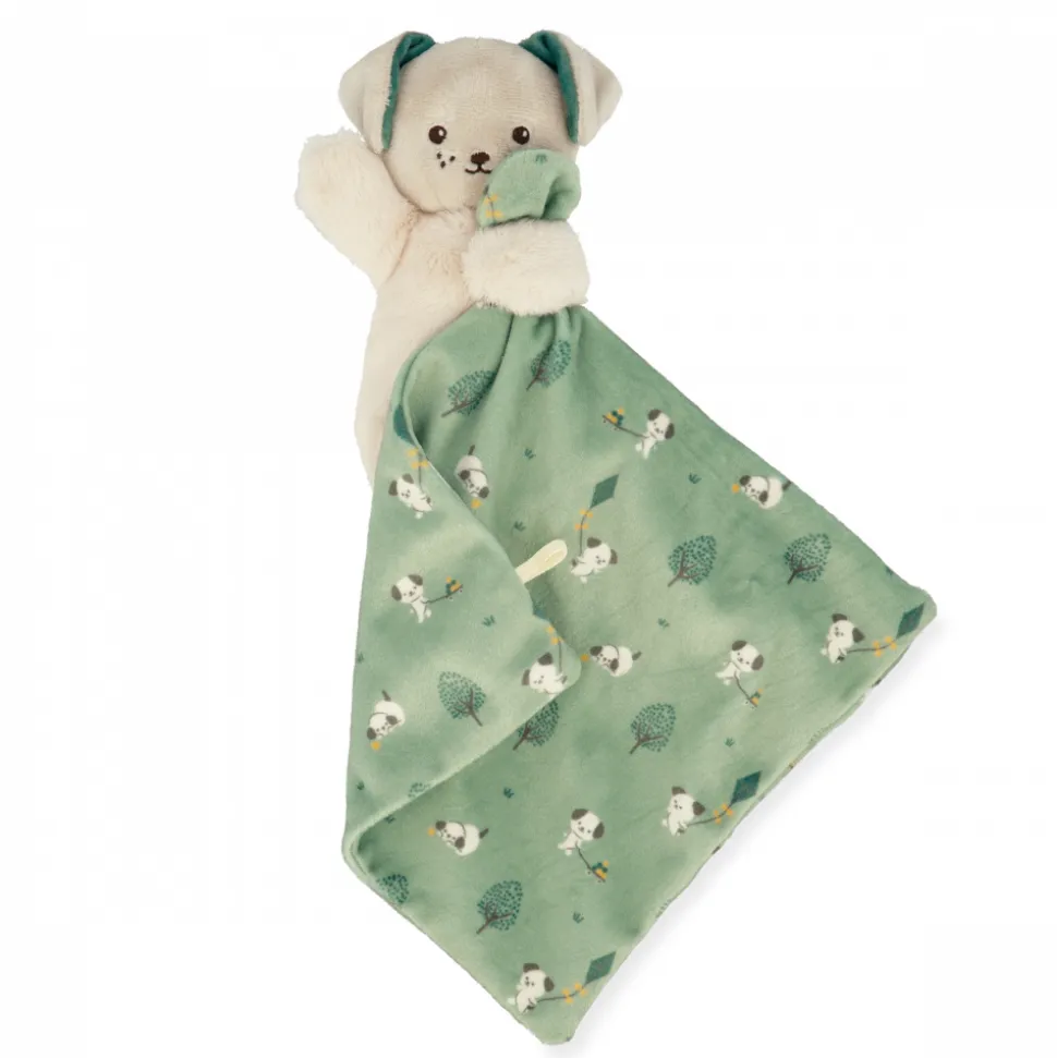 Doudou carré douceur plat chien vert