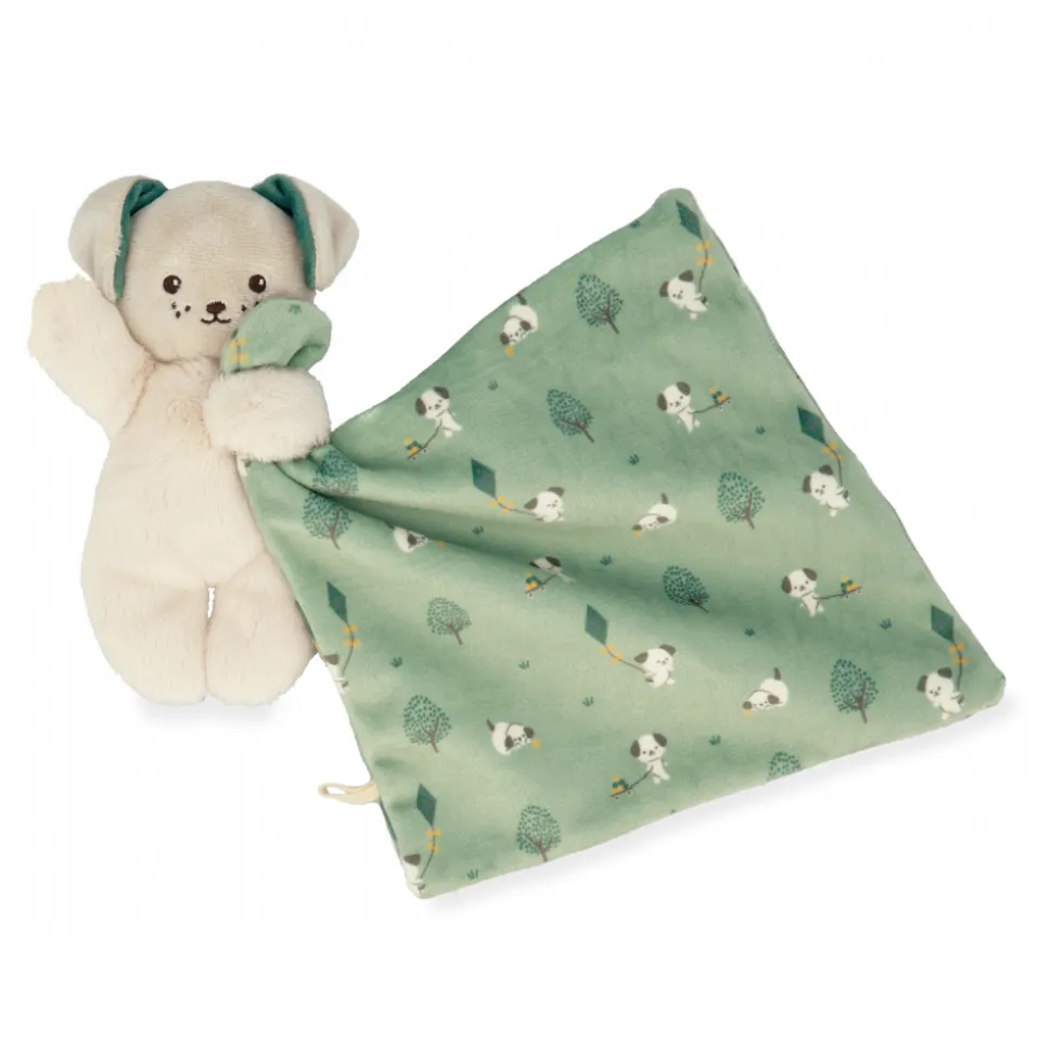 Doudou carré douceur plat chien vert
