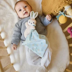 Doudou carré douceur plat lapin bouquet d'agrumes