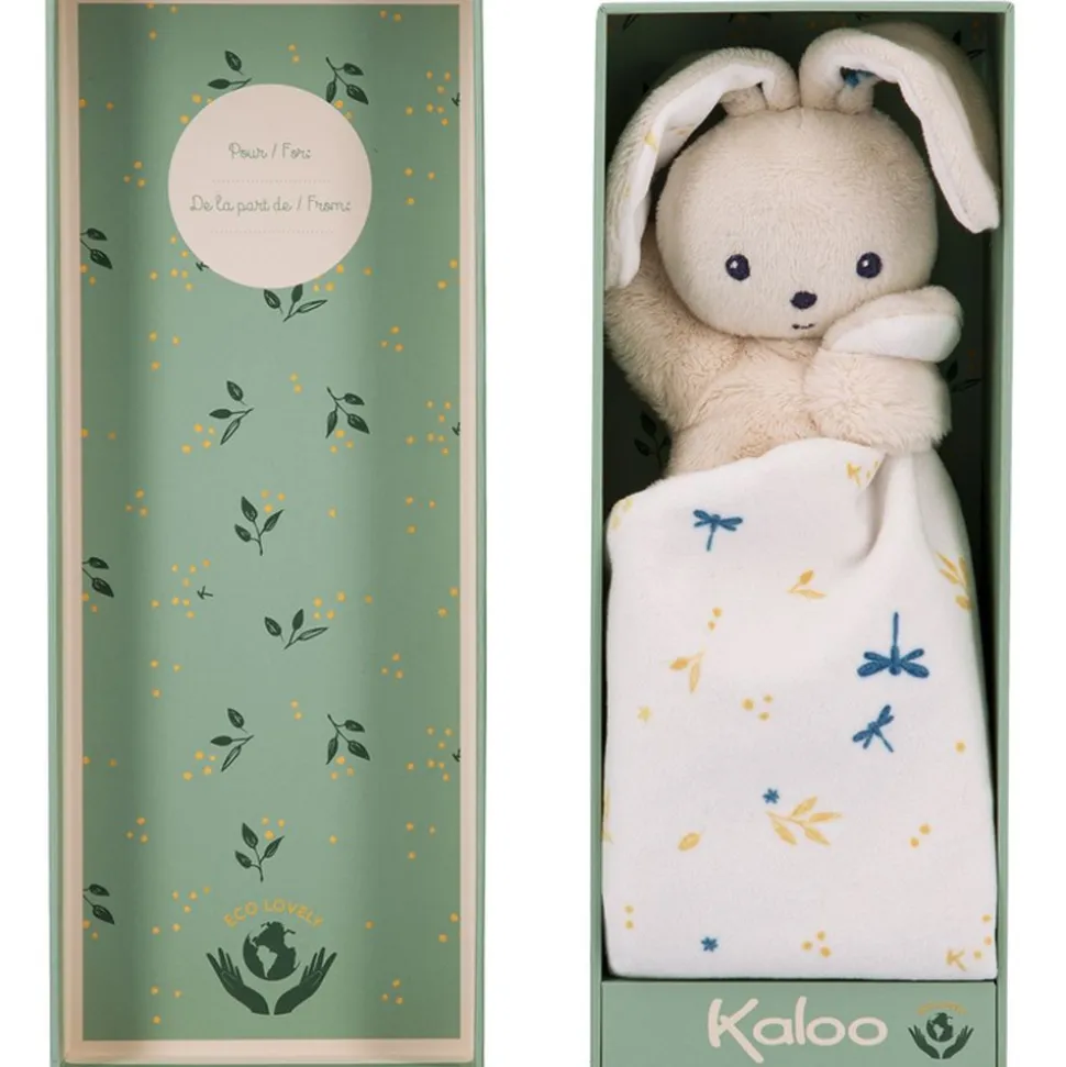 Doudou carré douceur plat lapin blanc délicat