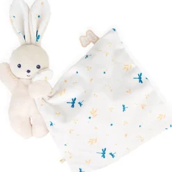 Doudou carré douceur plat lapin blanc délicat