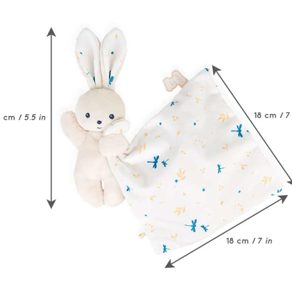 Doudou carré douceur plat lapin blanc délicat