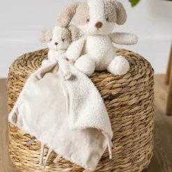 Doudou câlin chien teddy bouclette écru