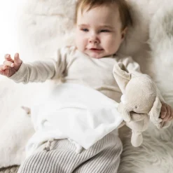 Doudou câlin fanfan éléphant 27*27cm blanc crème fanfan