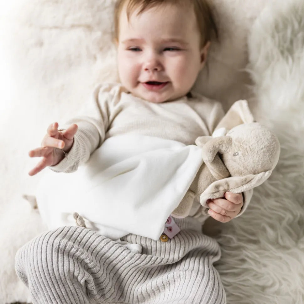 Doudou câlin fanfan éléphant 27*27cm blanc crème fanfan