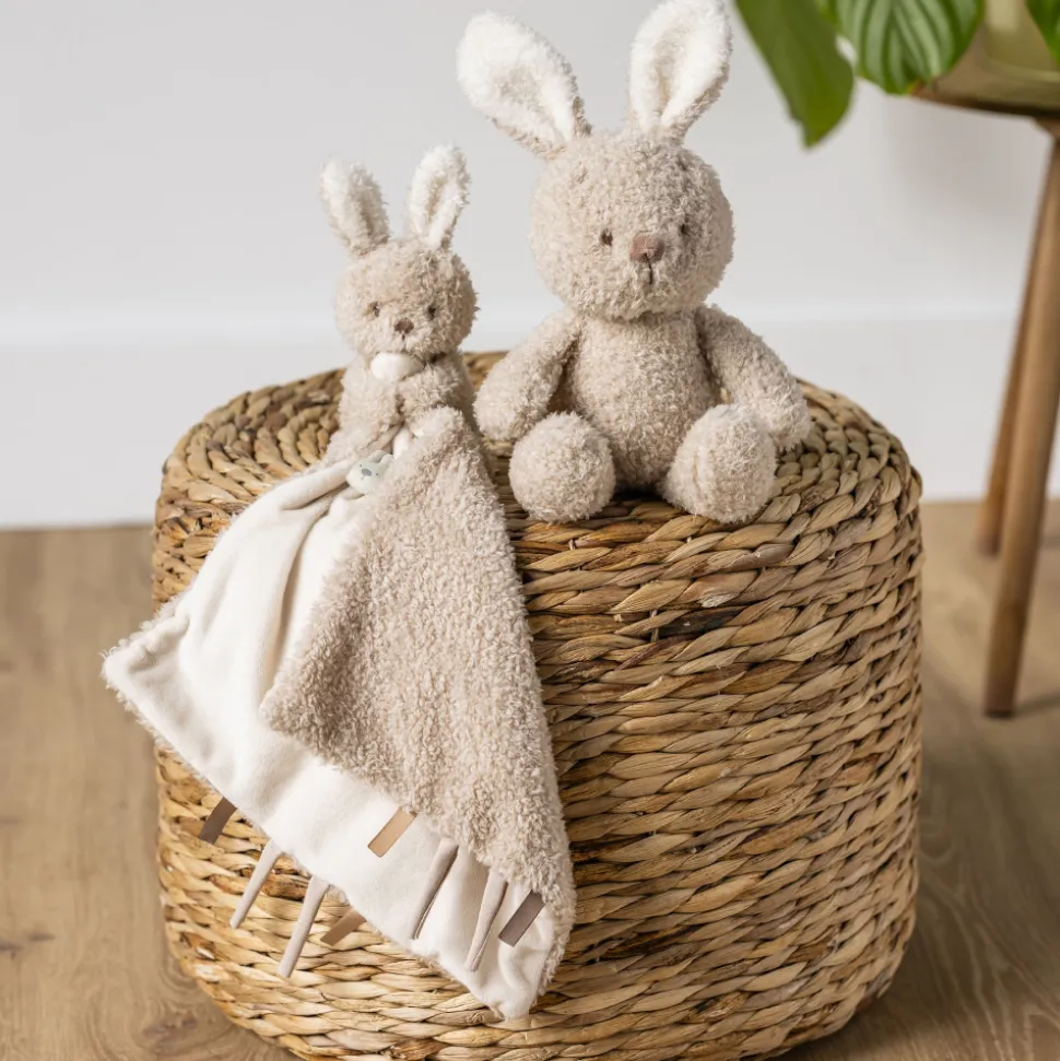 Doudou câlin lapin teddy bouclette beige