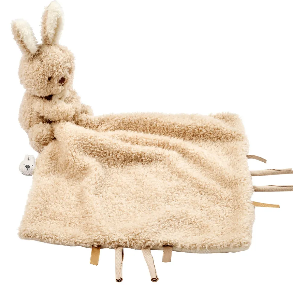 Doudou câlin lapin teddy bouclette beige