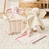 Doudou fanfan éléphant velours côtelé rose