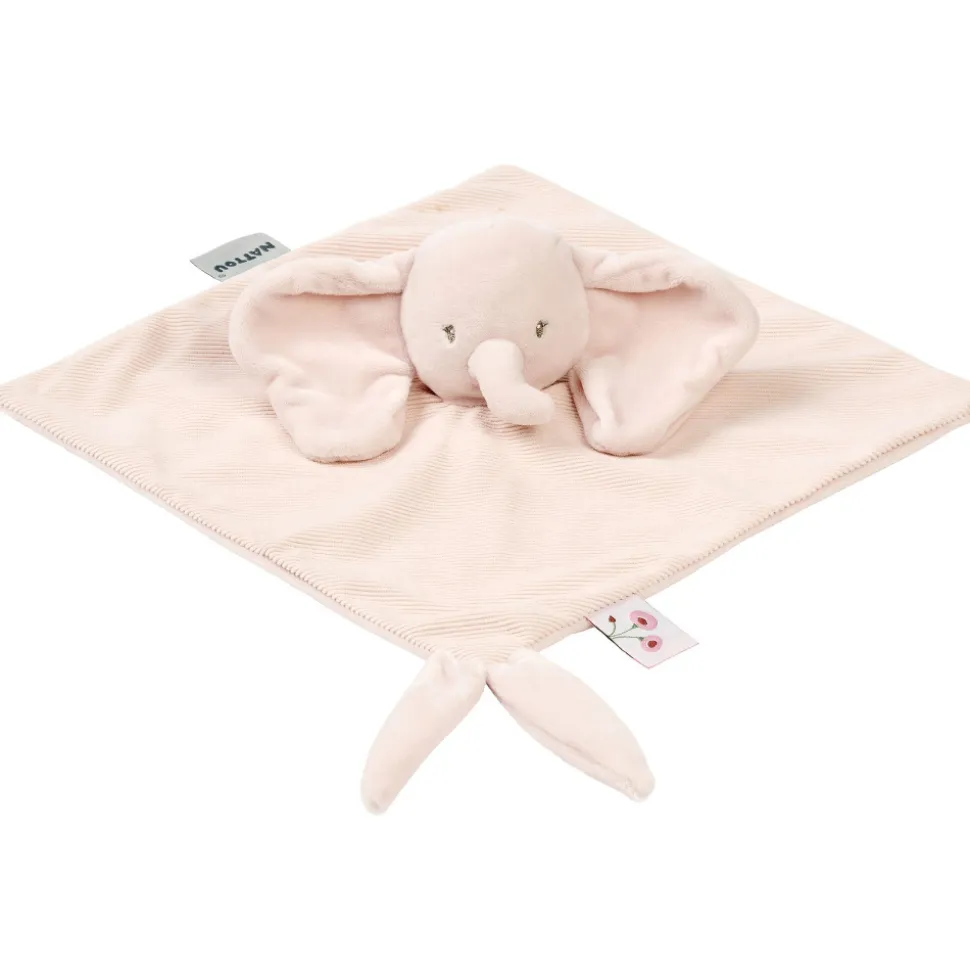 Doudou fanfan éléphant velours côtelé rose