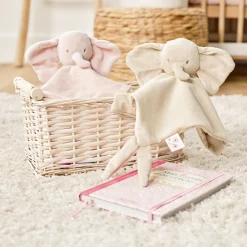 Doudou fanfan éléphant velours côtelé sable