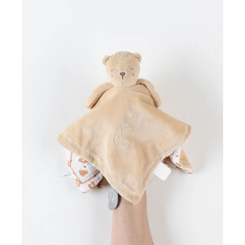 Doudou kendi jour&nuit à tête réversible véloudoux beige
