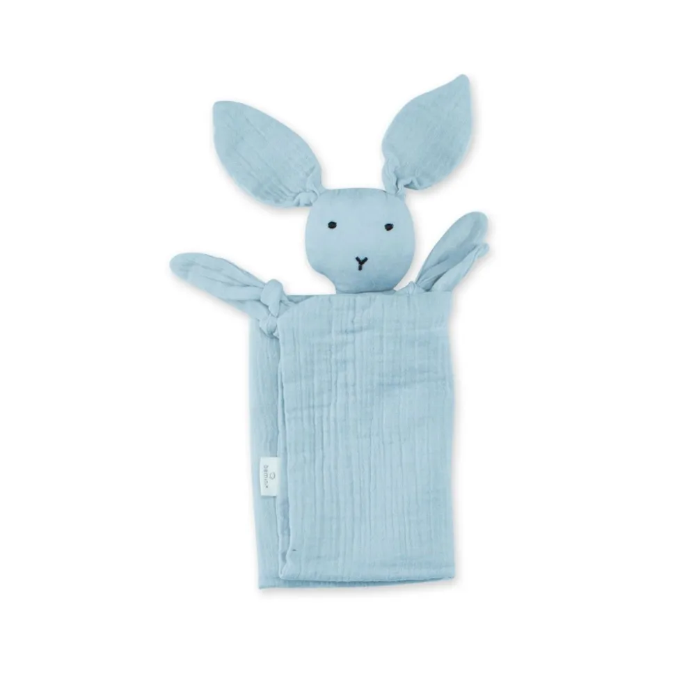 Doudou lange lapin bleu ciel