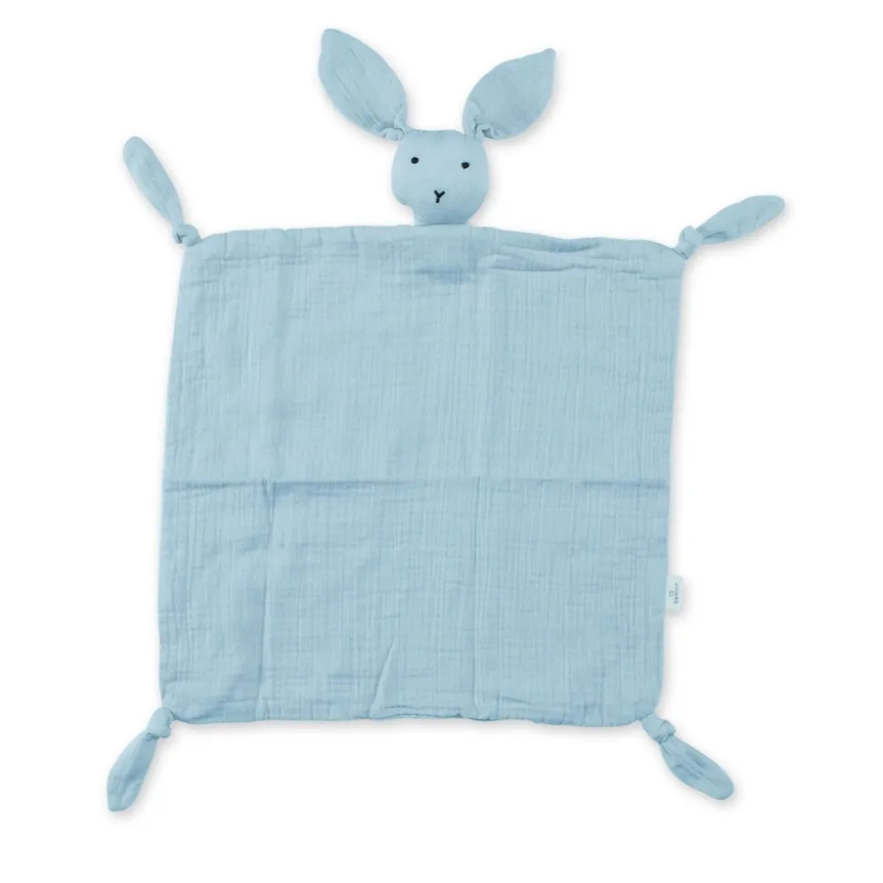 Doudou lange lapin bleu ciel