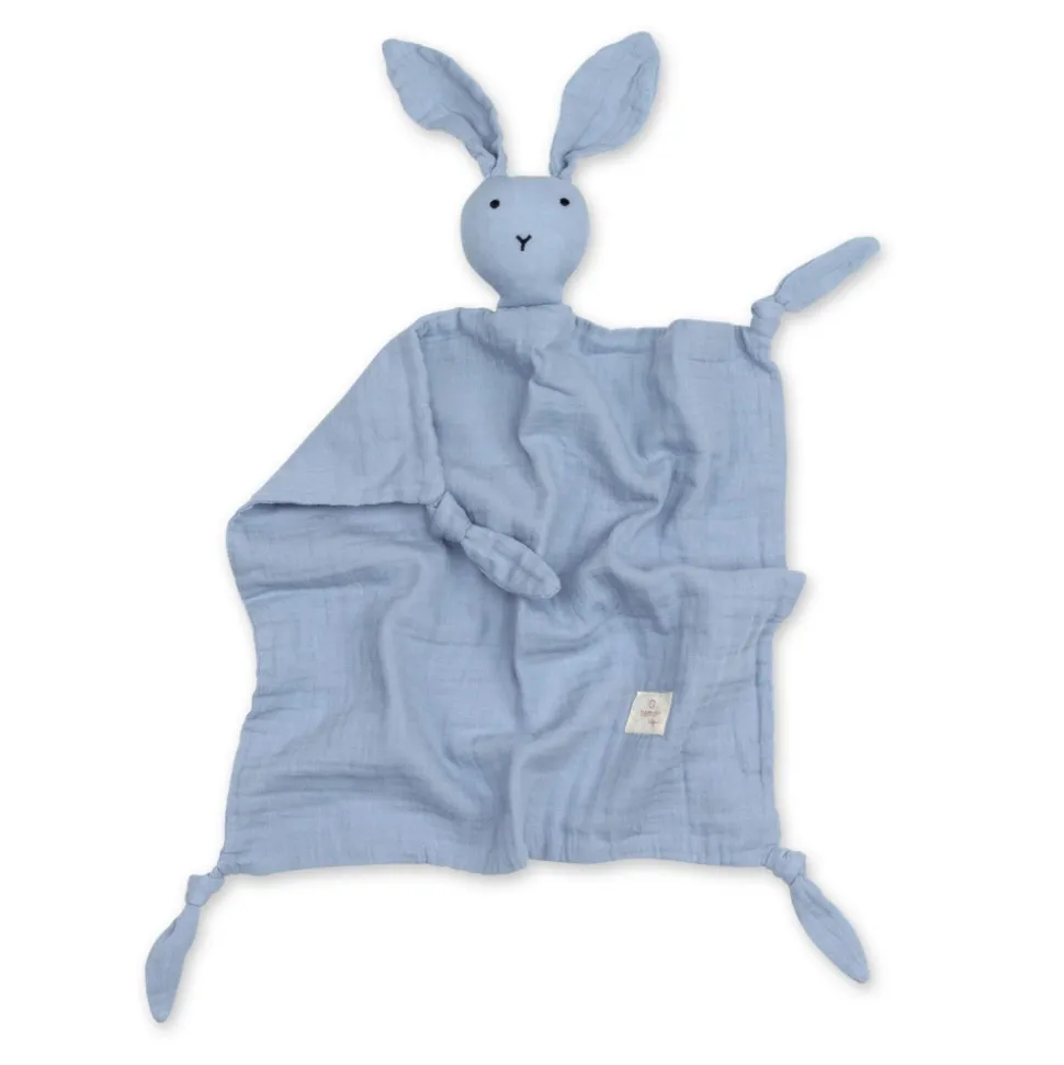 Doudou lange lapin bleu ciel de gris