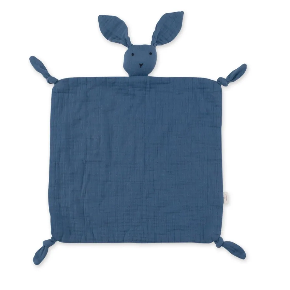 Doudou lange lapin bleu foncé