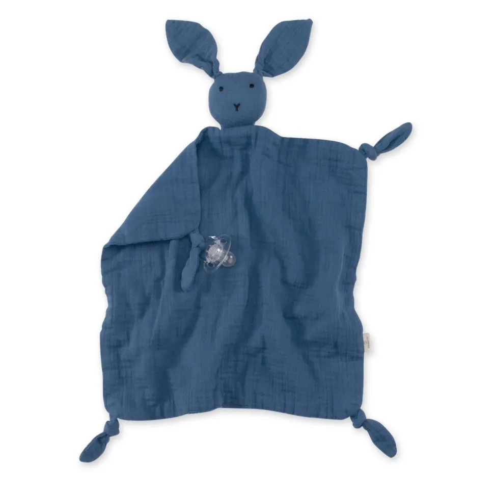 Doudou lange lapin bleu foncé