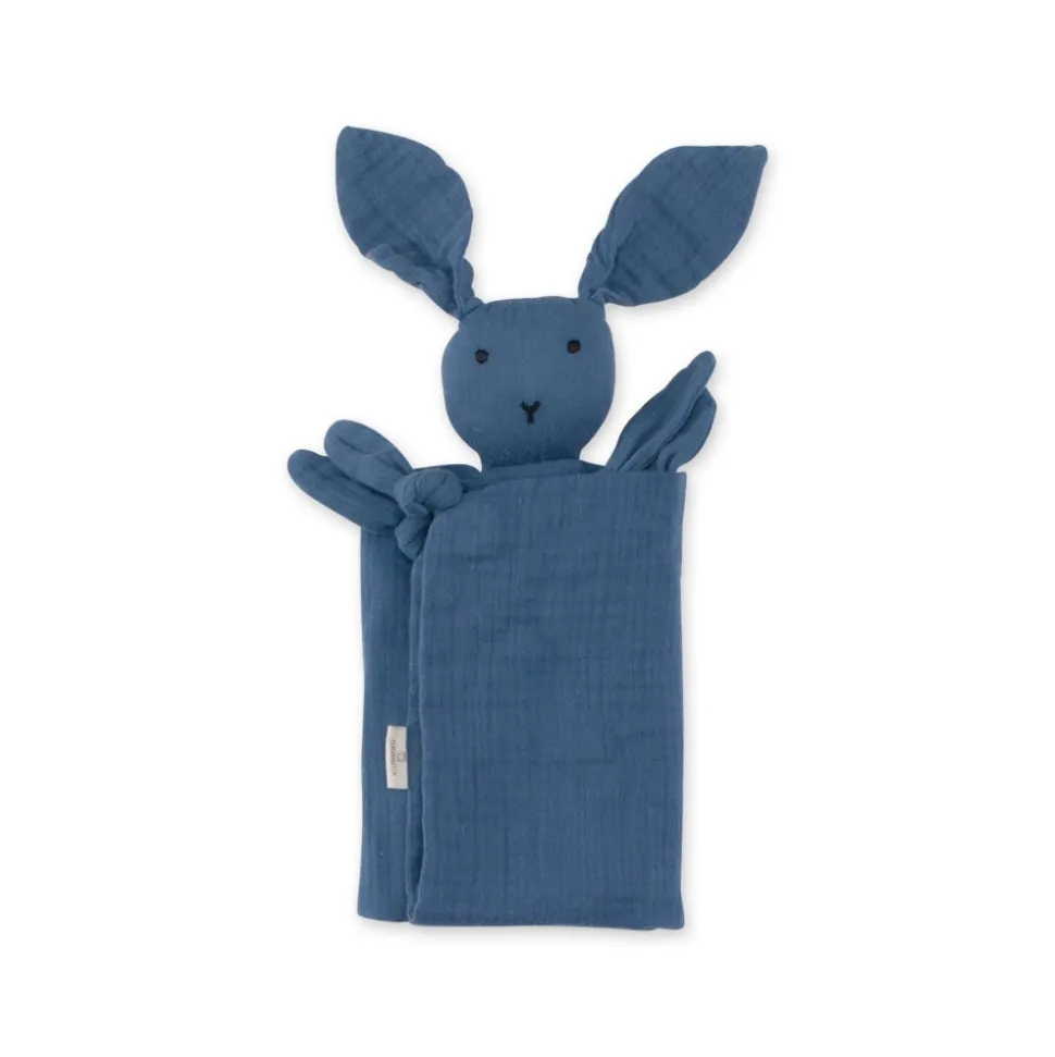 Doudou lange lapin bleu foncé