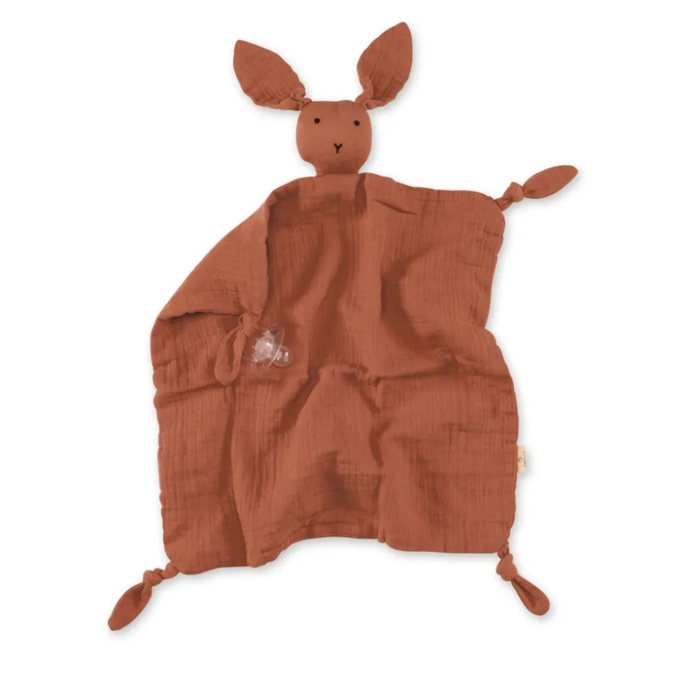 Doudou lange lapin terracotta