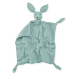 Doudou lange lapin vert de gris mint