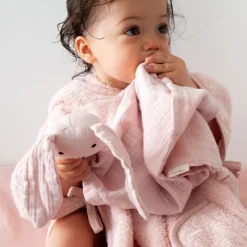 Doudou lange lapin vieux rose