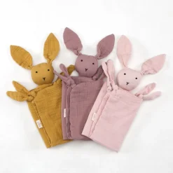 Doudou lange lapin vieux rose