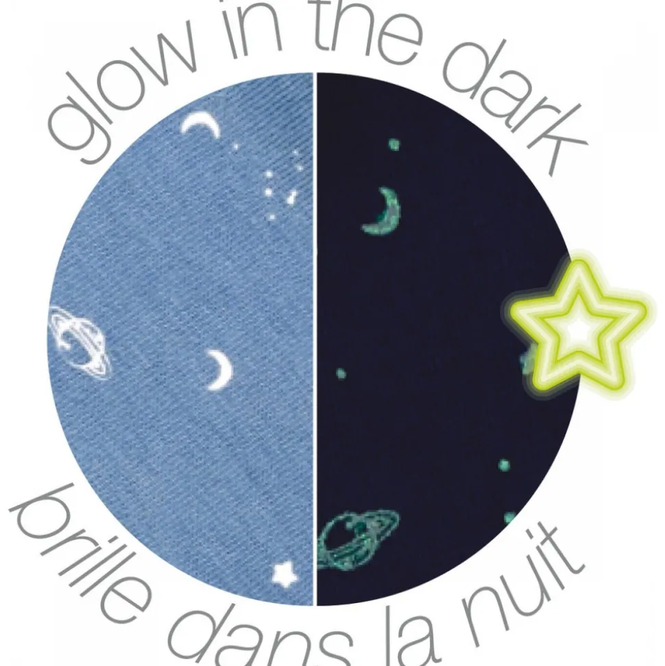 Doudou lapidou phosphorescent glow avec motif imprimé bleu pastel