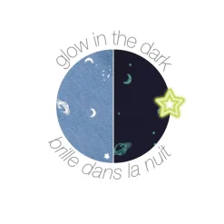 Doudou lapidou phosphorescent glow avec motif imprimé vert de gris 27 cm