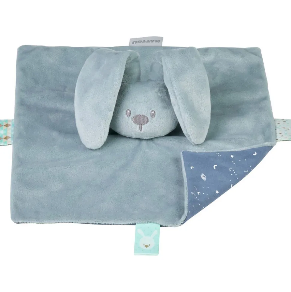 Doudou lapidou phosphorescent glow avec motif imprimé vert de gris 27 cm