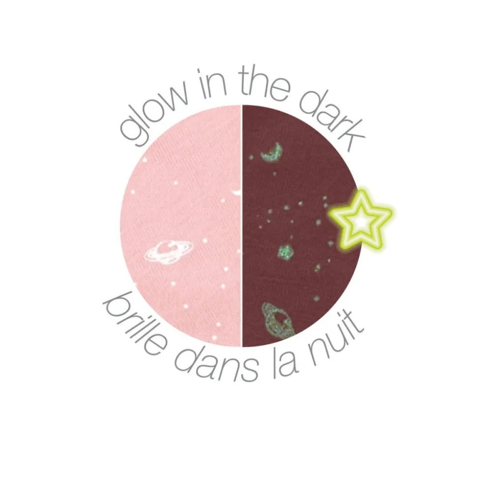 Doudou lapidou phosphorescent glow avec motif imprimé vieux rose 27 cm