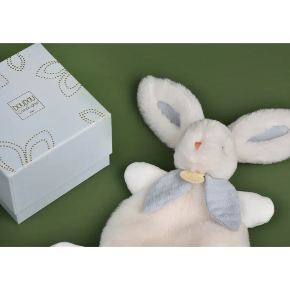 Doudou lapin bonbon 25 cm bleu gris
