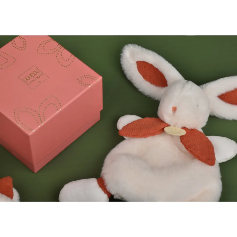 Doudou lapin bonbon 25 cm terracotta