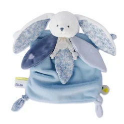 Doudou lapin 25 cm cœur océan