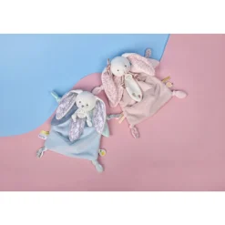 Doudou lapin 25 cm cœur océan