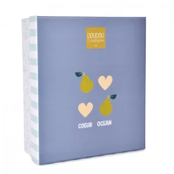 Doudou lapin 25 cm cœur océan
