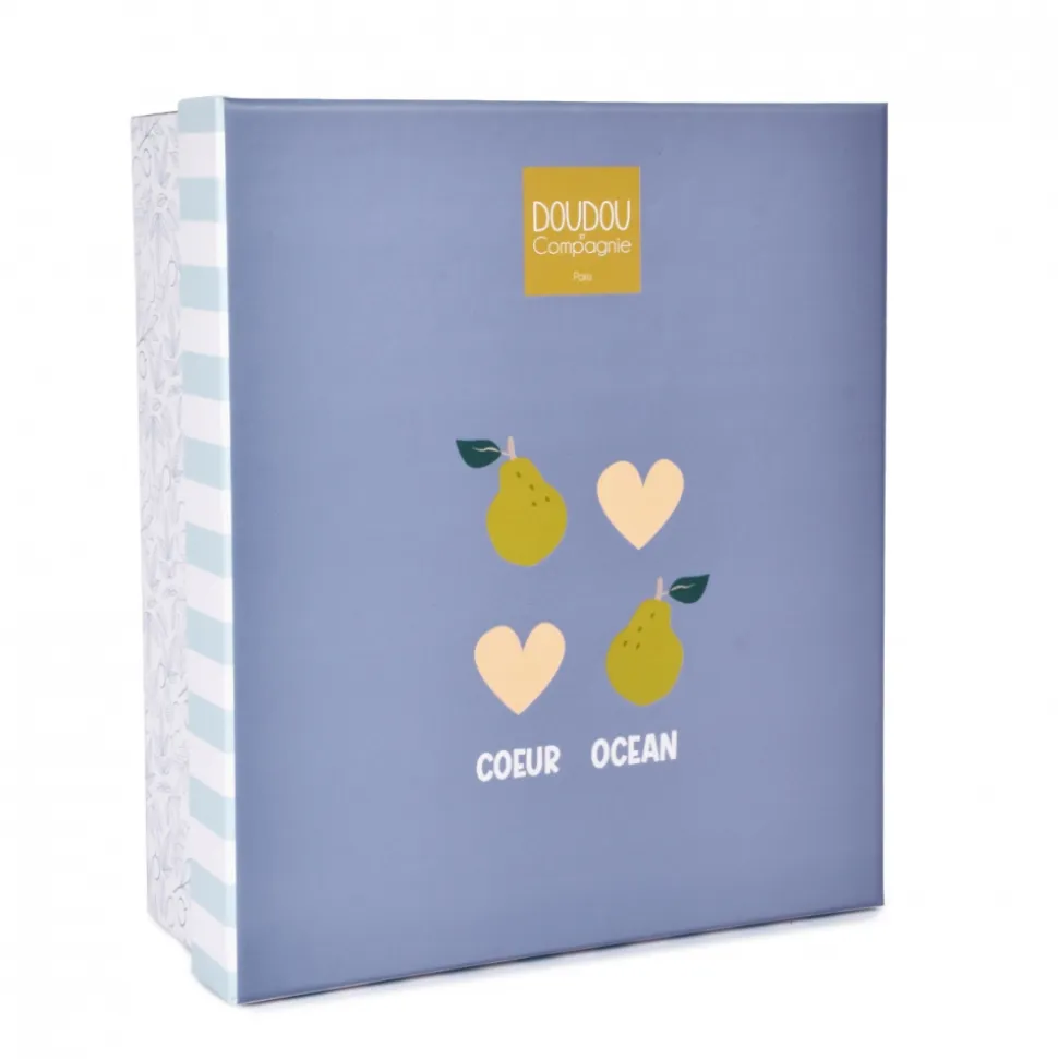 Doudou lapin 25 cm cœur océan